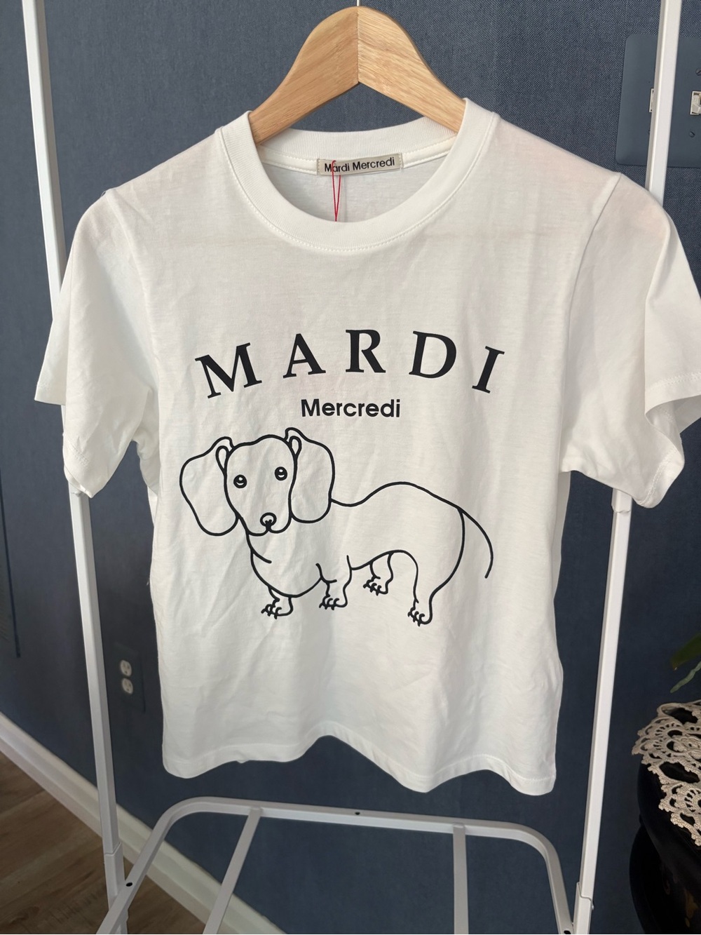 NWT - Mardi White Graphic Tee (one size fits like small)